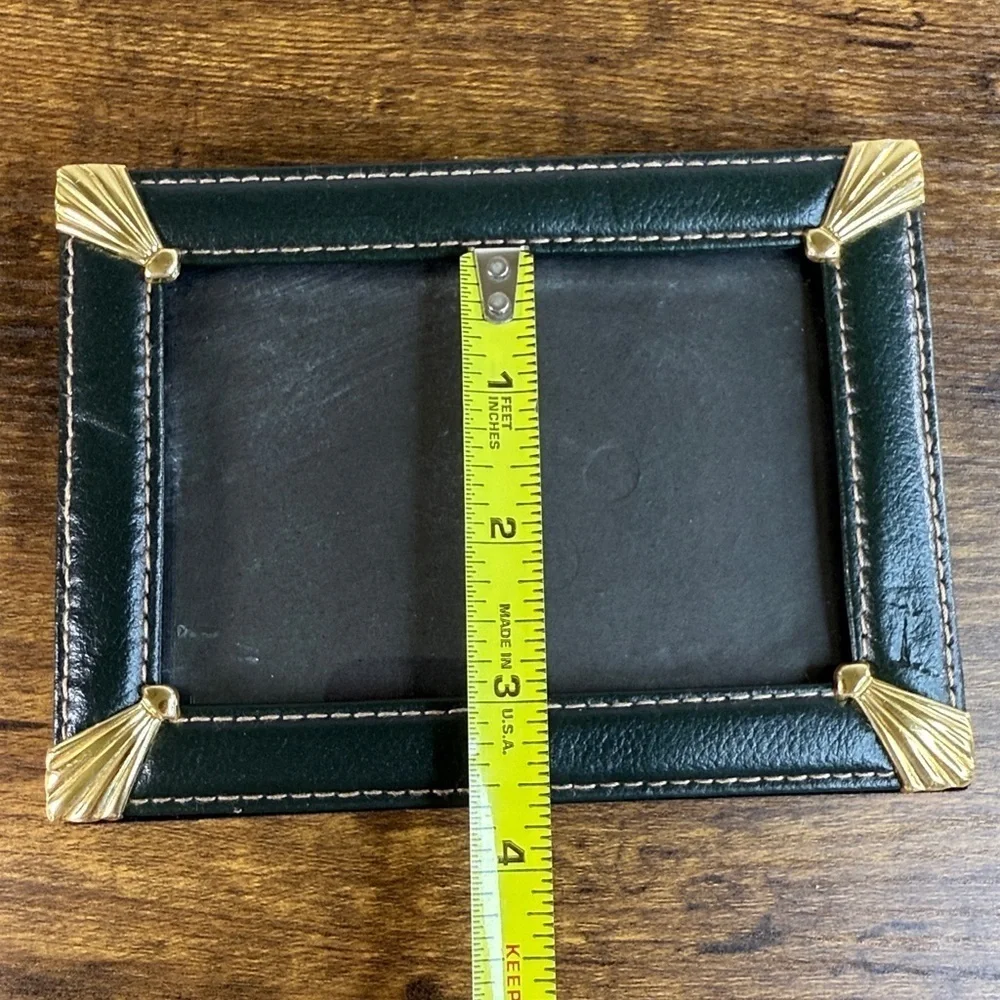 Elegant Black Vegan Leather and Gold Picture Frame 6” x 4”